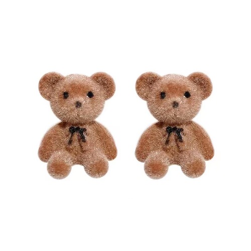 925 Silver Needle Korean Flocked Cute Bear Earrings Temperament Simple  Trendy Girly Heart Student Earrings Earrings