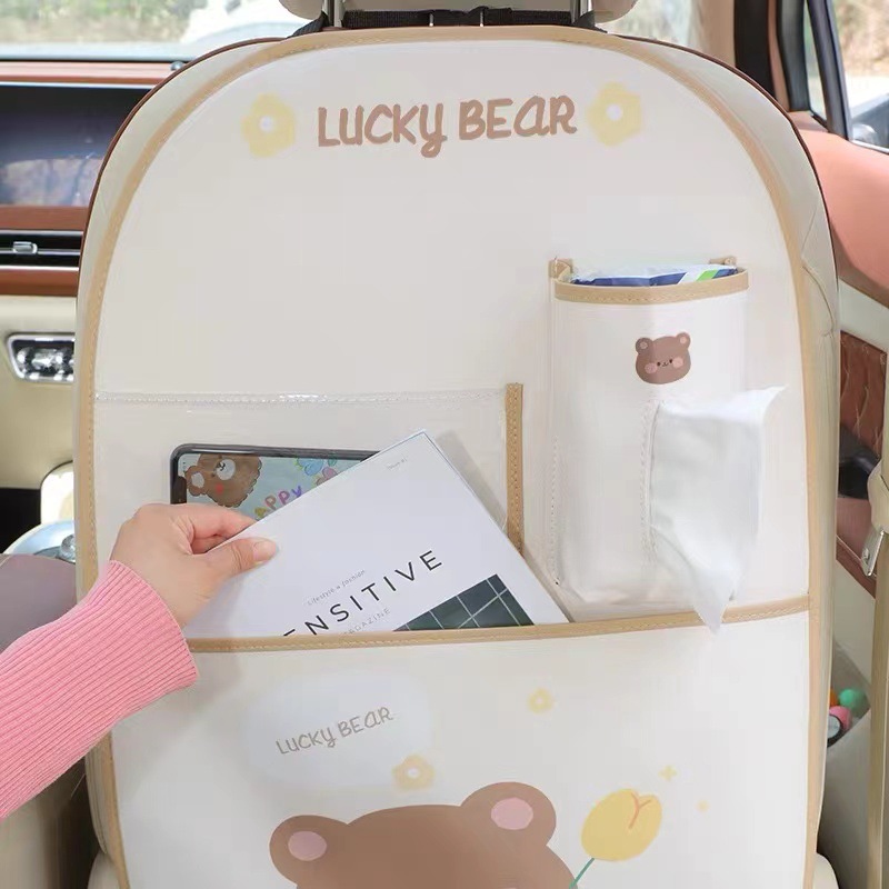 Car anti-kick pad rear car seat back storage bag hanging bag seat back storage rack anti-wear anti-dirty pad
