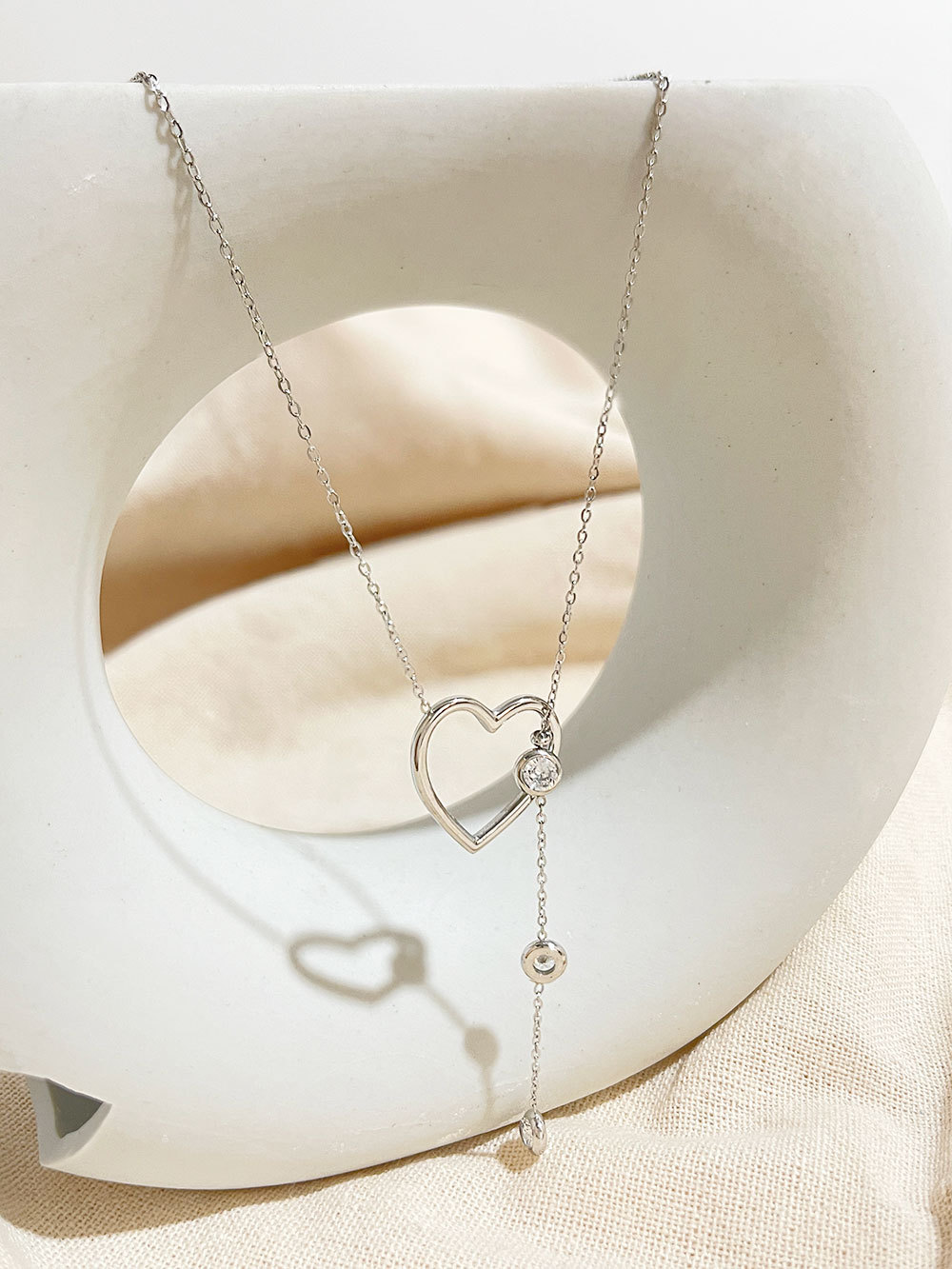 Elegant Heart Shape Stainless Steel Plating Inlay Zircon Pendant Necklace 1 Piece