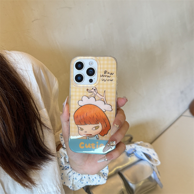 韩系格纹狗狗奈良美智适用iPhone16苹果15ProMax手机壳14创意个性|undefined