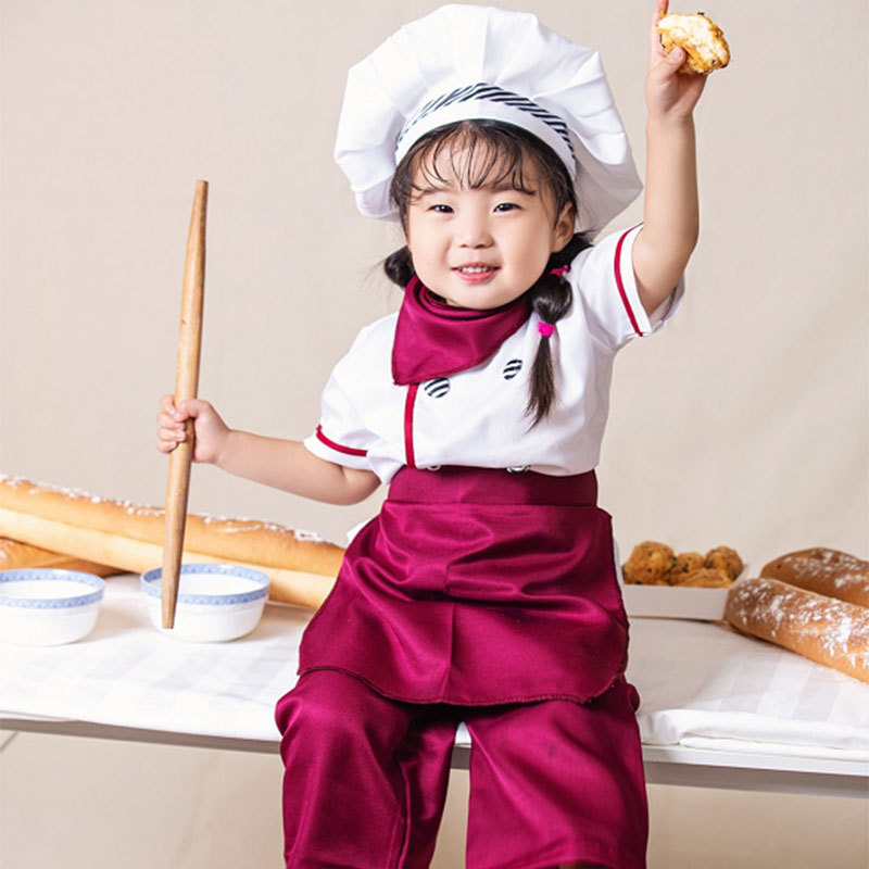 儿童厨师服装幼儿园小厨师烘焙围裙套装男女童西餐厨师服工作服装
