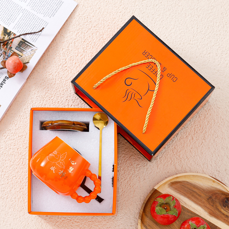 Caja de regalo de tazas de temperatura constante, tazas cálidas de dibujos animados, tazas de cerámica, logotipo personalizado, regalos de alta calidad