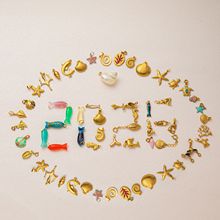 欧美跨境新款不锈钢海洋系列吊坠DIY配件炉内真空电镀18K金保色女