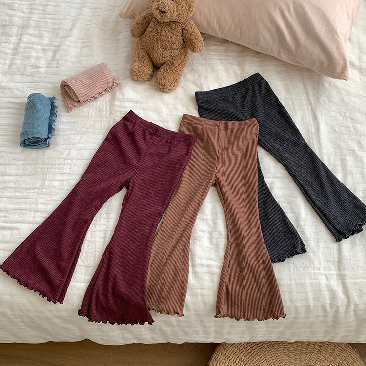 2026 Spring and Autumn Children's Ruffled Bamboo-Patterned Flared Leggings, Girls' Elastic Leggings, Versatile Long Pants 2026 Spring and Autumn Children's Ruffled Bamboo-Patterned Flared Leggings, Girls' Elastic Leggings, Versatile Long Pants