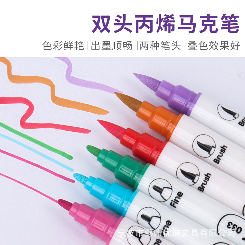 Double-Ended Acrylic Marker Pen, Erasable Color Whiteboard Pen, Thickened, Environmentally Friendly, Large Capacity, Customizable Logo
