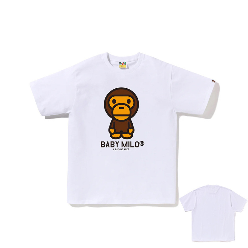 APE Ape トレンドブランド 外国貿易 ヘビーウェイト ピュアコットン ラウンドプリント ユニセックス ゆったり プレミアム 半袖 Tシャツ 25SS|undefined
