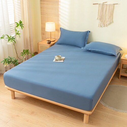Simple Solid-Color Fitted Sheet, Single Piece, Non-Slip Bed Cover, Full-Encasement for Simmons Mattress, Dustproof Protective Cover for Home & Bedroom
