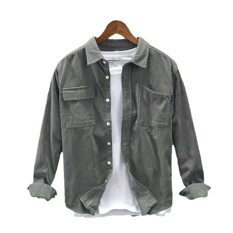Chaqueta de pana camisa de manga larga para hombre otoño nueva juventud estilo Hong Kong suelta casual chaqueta de camisa para hombre a juego