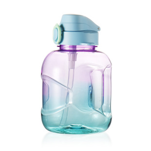 New outdoor sports kettle large capacity Tritan two-color gradient color non-painting straw ton ton barrel tube embryo