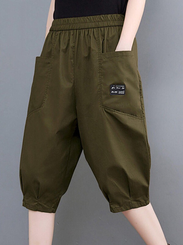 Workwear Shorts for Women, New Summer Thin Casual Large Size Cropped Pants, Loose Harem Pants