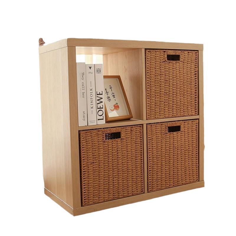 家庭用格子キャビネット収納バスケット雑物編み収納ボックス玩具雑物リビング収納ボックス籐編み収納バスケット|undefined