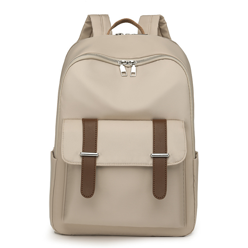 Comercio exterior al por mayor 2025 nueva mochila de nailon para mujer de color de contraste, mochila de computadora de gran capacidad anti-salpicaduras