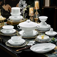 Jingdezhen белый фарфор Линглонг посуда глазурованный набор тарелок совмещенная элитная посуда для дома подарок здоровье для переезда