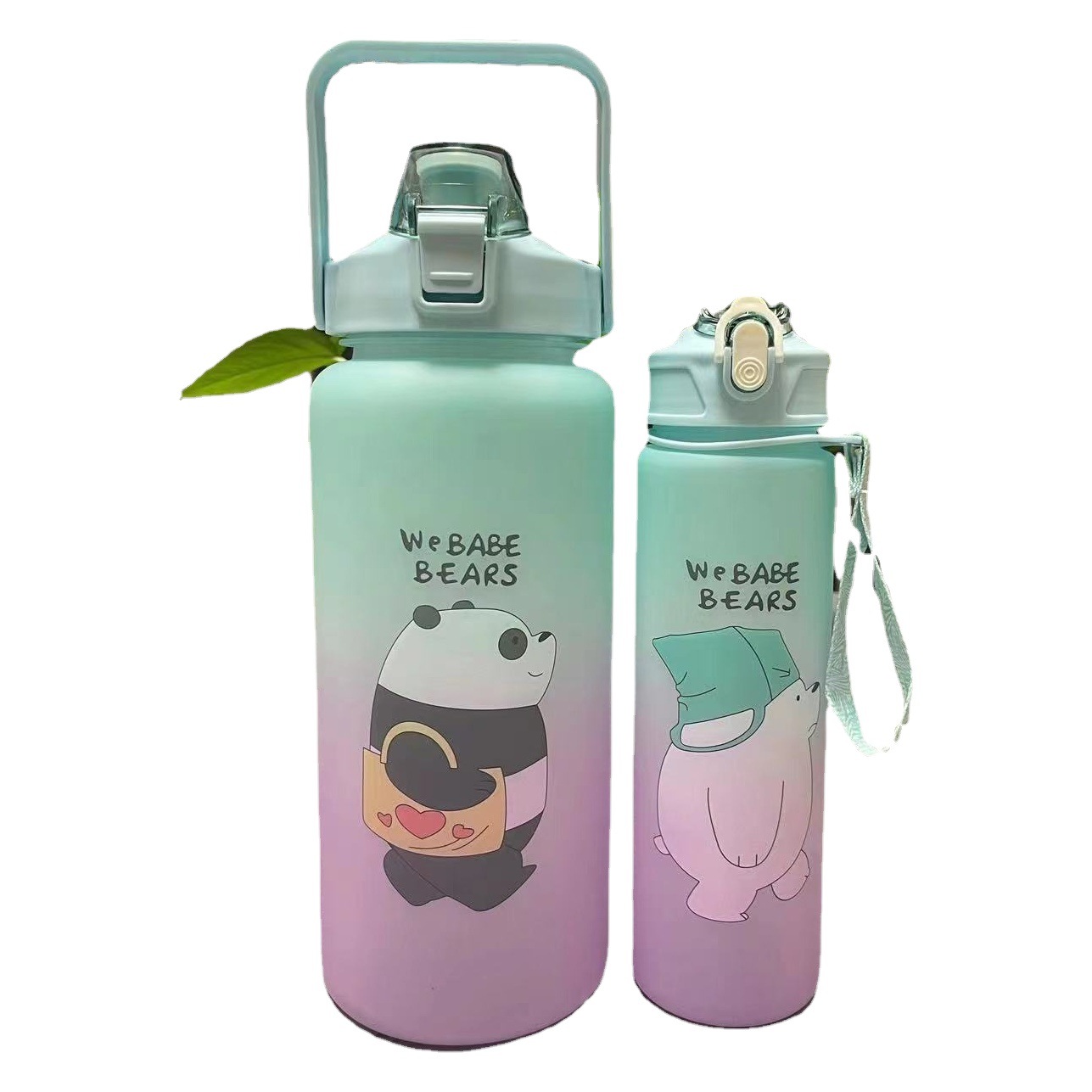 Taza de agua de gran capacidad de plástico esmerilado de dibujos animados espacio taza tamaño traje gradiente color taza conjunto transfronterizo deportes olla portátil