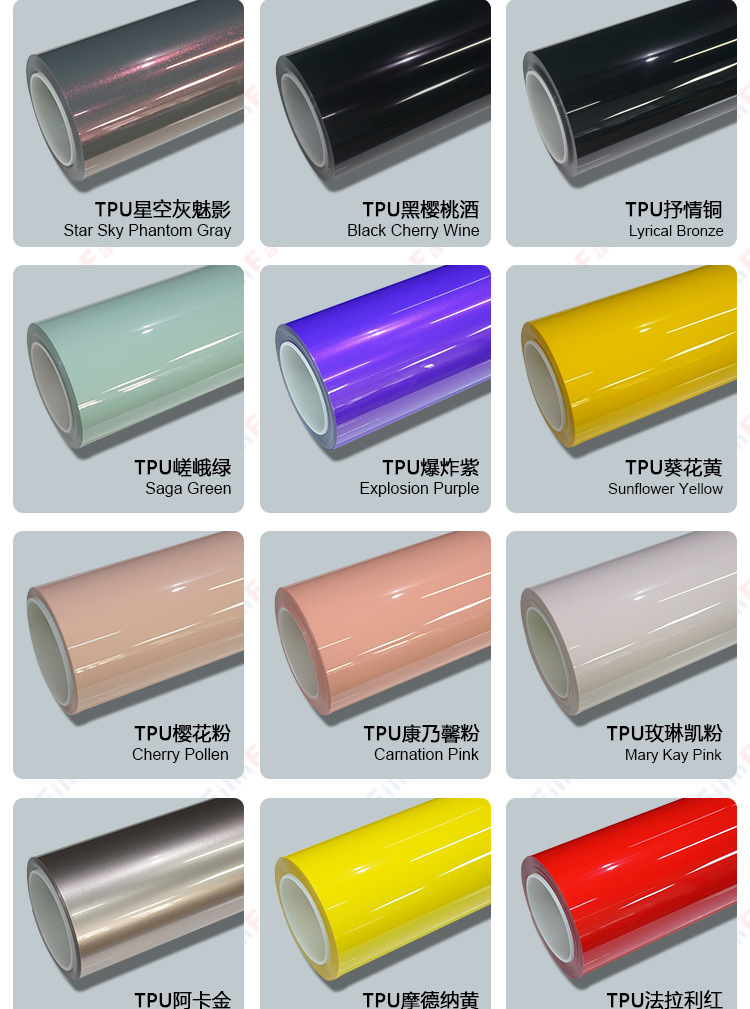 Factory Direct Sales Tpu Matte Color-Changing Film Ppf Frosted Matte Satin Silk Surface Colorful Car Wrap High Stain Resistance Self-Healing