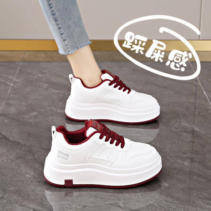 White Shoes with Skirts, Women's Shoes 2025 New Spring Versatile Sports and Casual Shoes, Thick-Soled Sneakers, Trendy White Shoes with Skirts, Women's Shoes 2025 New Spring Versatile Sports and Casual Shoes, Thick-Soled Sneakers, Trendy
