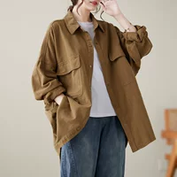 Long retro comfortable autumn jacket for leisure, mid-length, oversize, plus size