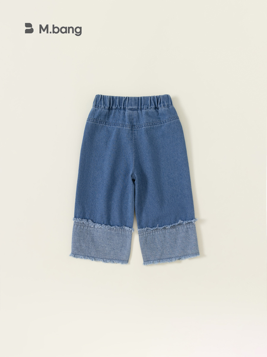 Jeans de pierna recta para niñas Youbao, ropa exterior elegante para otoño, pantalones anchos con bordado floral para niñas pequeñas.