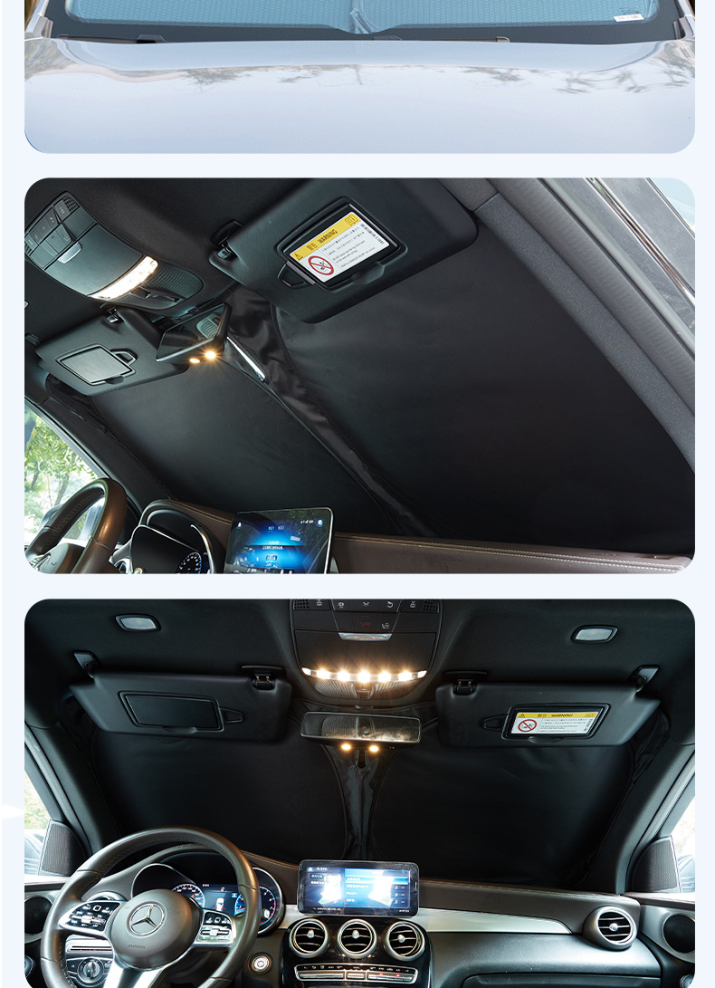Car sun protection heat insulation sunshade graphene ice silk front windshield sunshade car inner shade visor