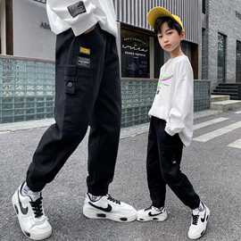 2024新款男童春秋裤子长裤口袋工装裤休闲运动中大童秋季儿童潮裤