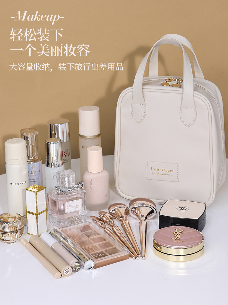 Bolsa de cosméticos de gran capacidad bolsa de lavado de viaje portátil de alta apariencia bolsa de almacenamiento de PU bolsa de almacenamiento de cosméticos