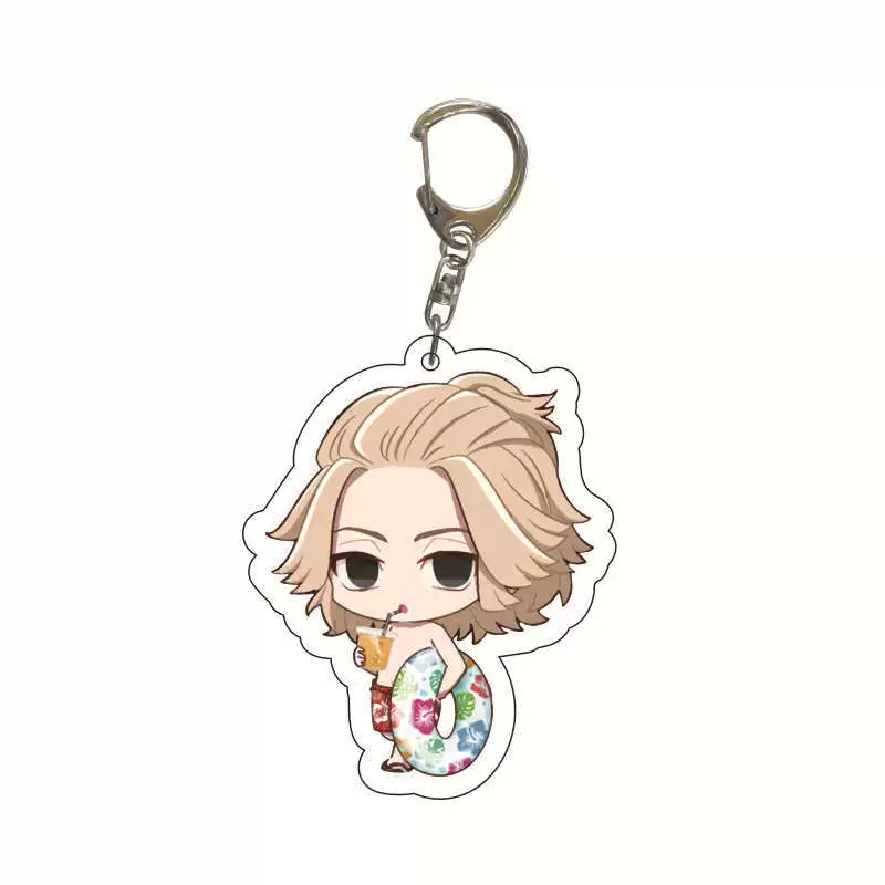 Acrylic Chibi Keychain Set, 55 mm Metal Clasp, 9 Cute Designs (Random Color)