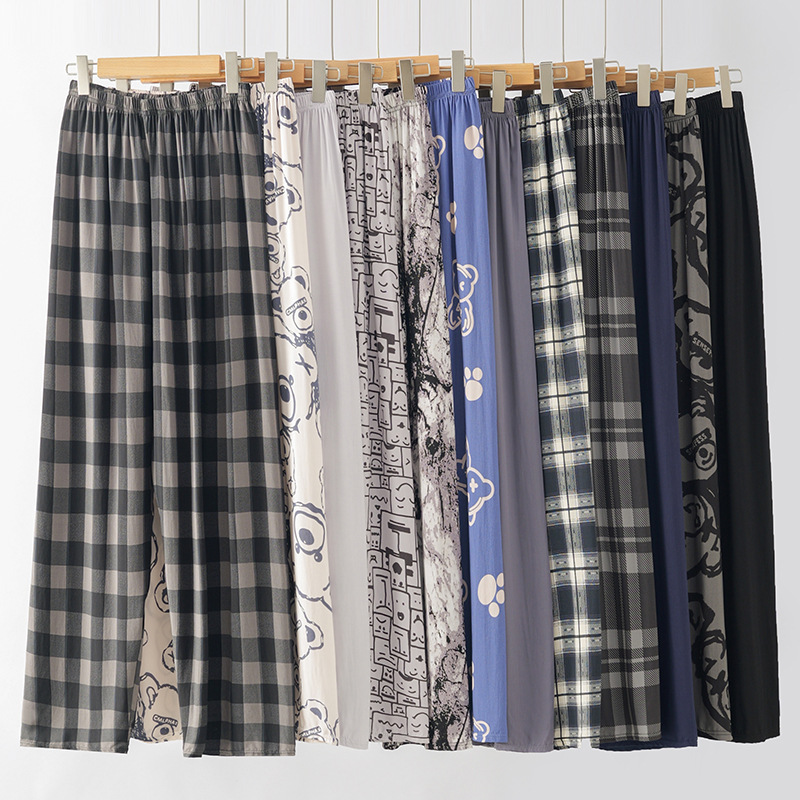 Men's Summer Thin Cotton Silk Pajama Pants, Artificial Cotton Beach Straight-Leg Pants, Suitable for Dad to Wear Outside, Home Anti-Mosquito Long Pants Men's Summer Thin Cotton Silk Pajama Pants, Artificial Cotton Beach Straight-Leg Pants, Suitable for Dad to Wear Outside, Home Anti-Mosquito Long Pants