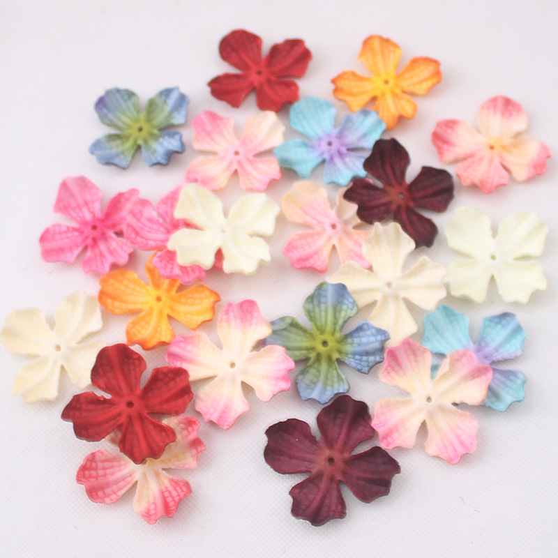 Ins Forest Embossed Artificial Flower Petals Headdress Clothing Shoes and Hats Accessories Fabric Flower Wall Burnt Edge Hydrangea Pieces