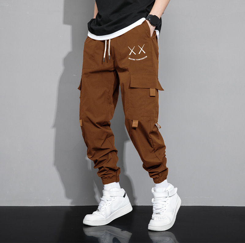 Nuevo hombre primavera y otoño deportivo ocio suelto multi-bolsillos ropa de moda americana ropa de ocio pantalones largos