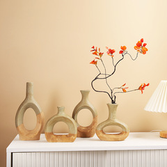 詫寂風莫蘭迪色陶瓷花瓶樣板間民宿軟裝家居裝飾復古花器擺件批發