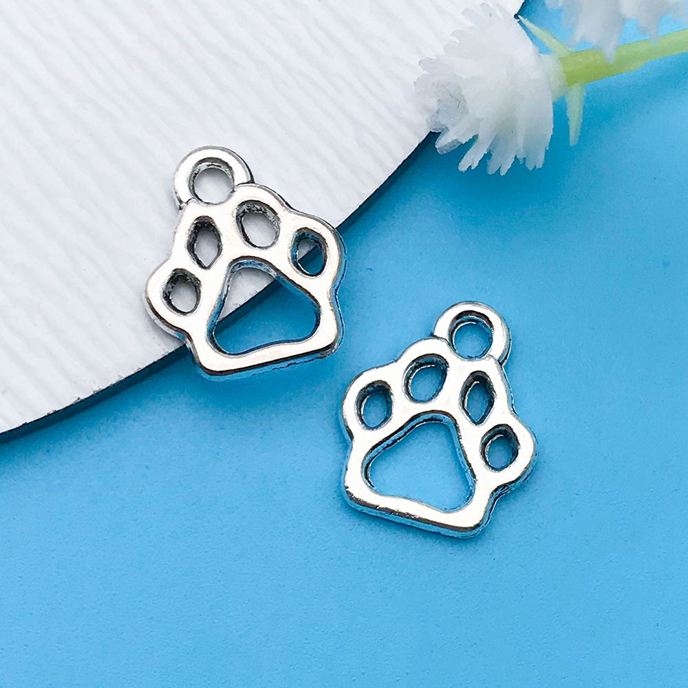 1 고대 실버 속이 빈 작은 곰 발 개 발 인쇄 10x13mm-9811-0.6g