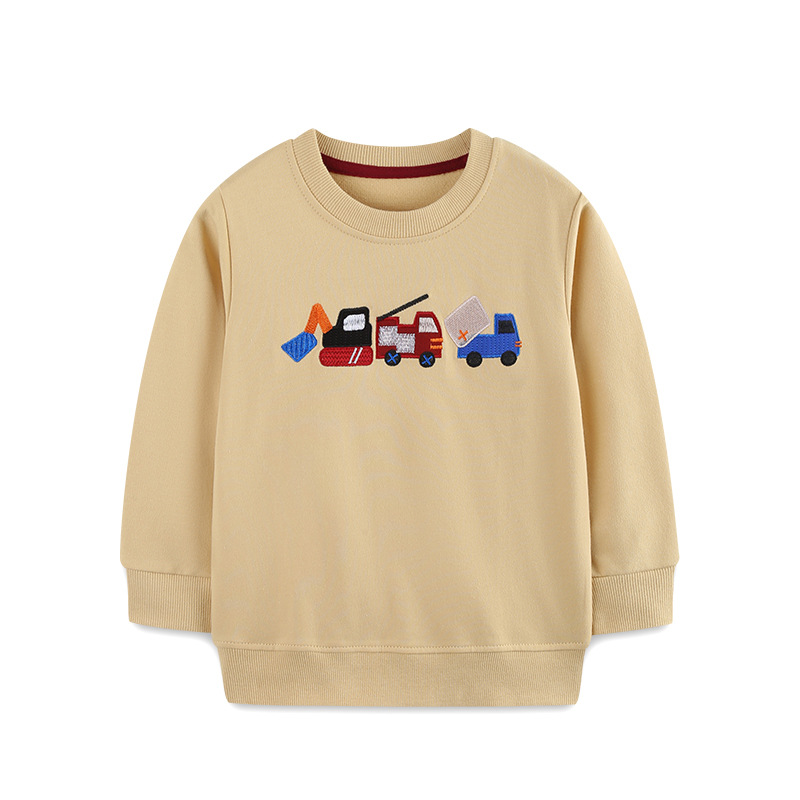 Suéter para niños de origen transfronterizo Moda europea y americana Bordado de coche Suéter para niños Suéter de algodón de punto con cuello redondo