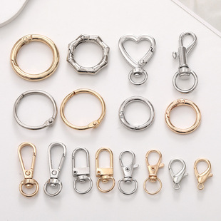 New zinc alloy spring ring open Lobster clasp door buckle keychain version buckle accessories hole shoes big ring material