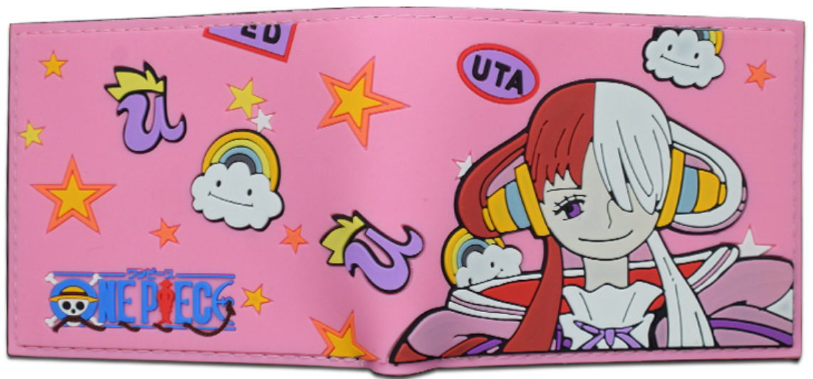 Una pieza de metal cartera anime japonés periférico luffy Sauron Qiao Ba estudiante hombres y mujeres corto PVC