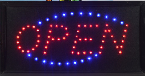 厂家销供LED广告牌led灯欧美款式 open指示灯牌19*10英尺 48*25cm