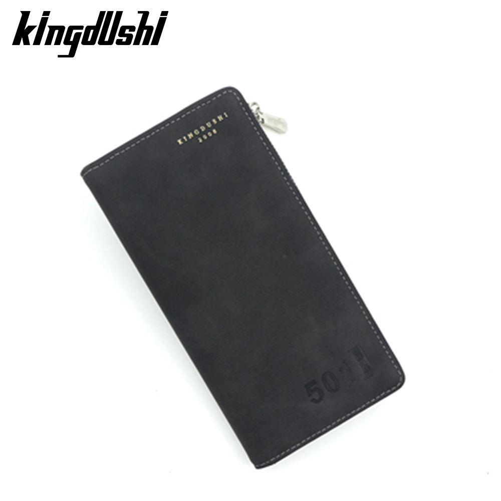 Nuevo bolso largo de hombre simple cuero esmerilado bolso de tarjeta de tarjeta bolso lateral con cremallera bolso largo de hombre al por mayor