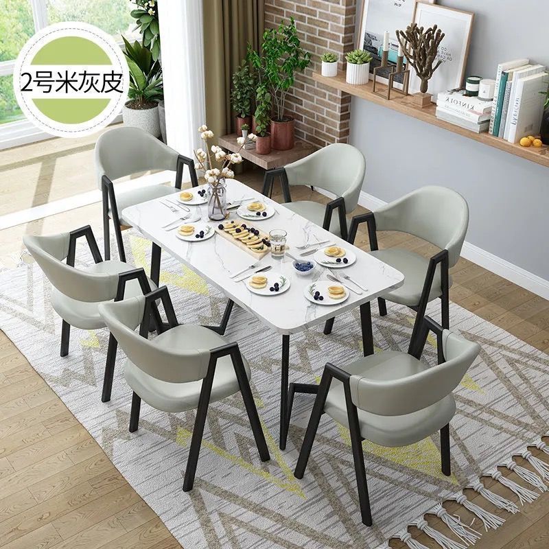 인조 흰색 대리석 테이블 상판 + 의자 6개(색상 비고)