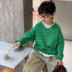 泰如2025秋季新款儿童韩版休闲条纹针织衫男童时尚polo时尚卫衣潮