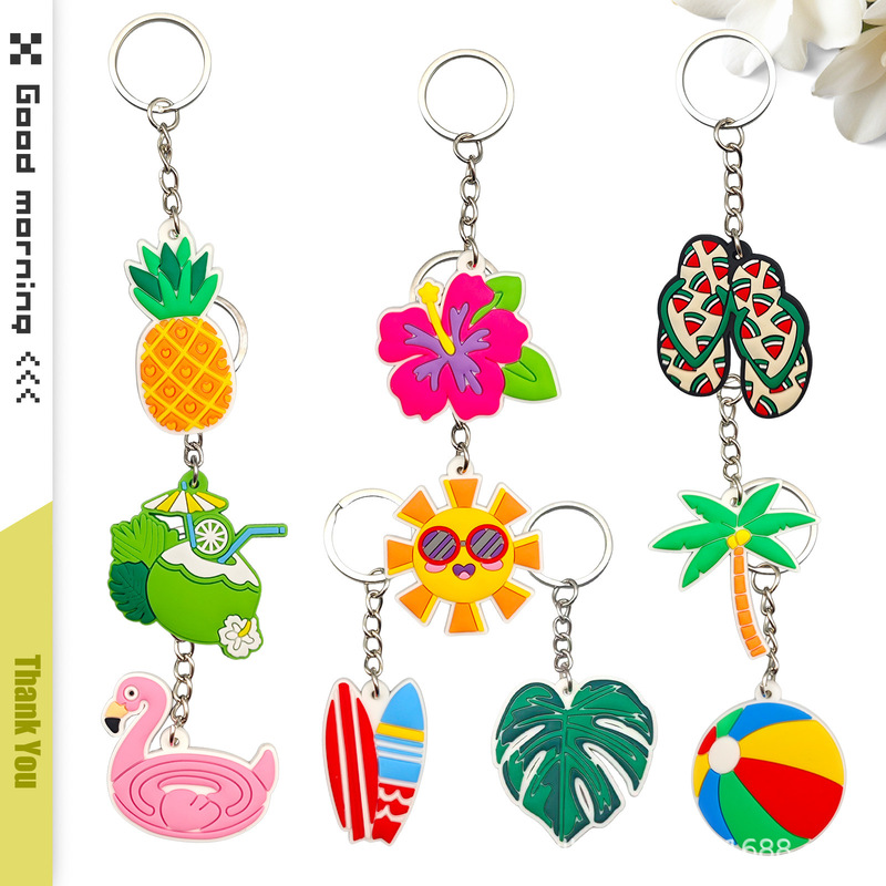 Cross-Border Hot Selling Summer Beach Keychain Sports Gift Bag Accessories Pvc Pendant Small Gift Keychain
