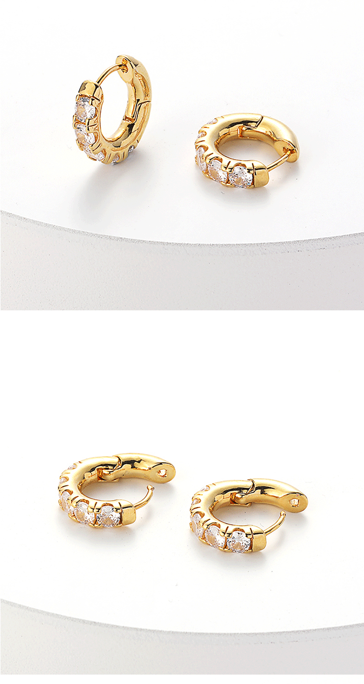 simple inlaid zircon geometric copper hoop earrings wholesalepicture2