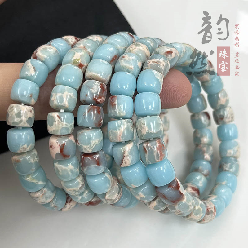 Wholesale Optimized Blue Shoushan Stone Straight-Cut Barrel Beads Single-Circle Bracelet DIY Original Jewelry Waist Beads Accessories Loose Spacer Beads Wholesale Optimized Blue Shoushan Stone Straight-Cut Barrel Beads Single-Circle Bracelet DIY Original Jewelry Waist Beads Accessories Loose Spacer Beads