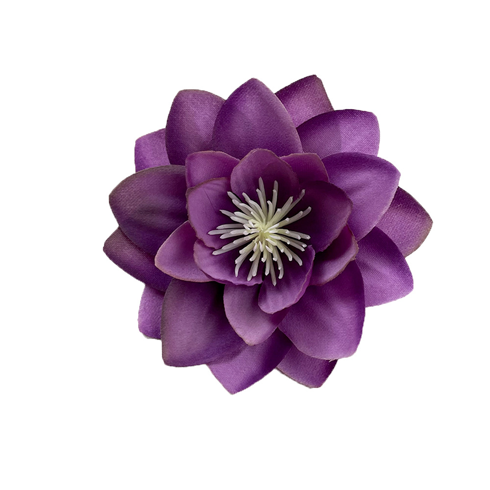Cabeza de flor artificial púrpura al por mayor bricolaje hecho a mano tela de seda flor falsa horquilla accesorios para la cabeza accesorios decoración de salón de bodas