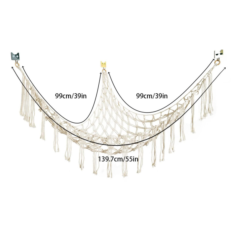 Insボヘミアン编み玩具収纳ストレージネットカブト三角玩具ネットカブト寝室壁コーナー収纳ネット|undefined