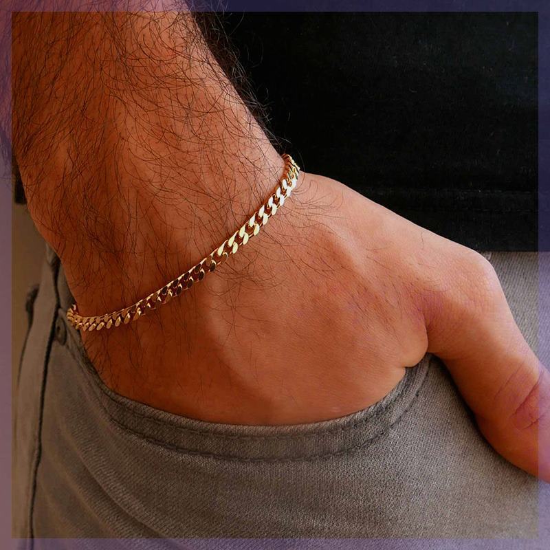 European and American Niche High-end Stainless Steel Cuban Chain 4mm Men's Bracelet Simple Temperament Adjustable Couple's Bracelet
