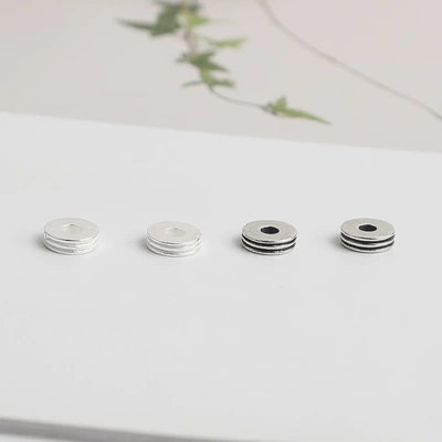S925 Sterling Silver Thai Silver Striped Spacer Beads DIY Beaded Bracelet Necklace Round Spacer Silver Jewelry Accessories (Zərgərlik ara hissələri)