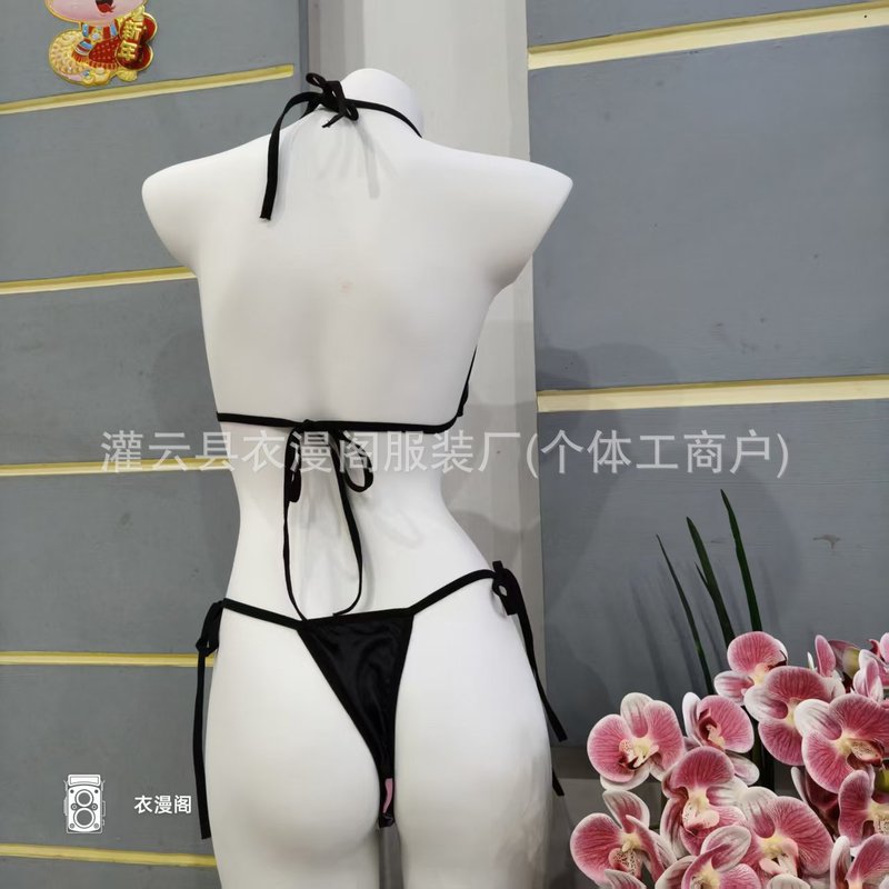 クロスボーダー新作女性下着セクシーで楽しいヒョウ柄蝶柄プリントビキニ三点セット|undefined