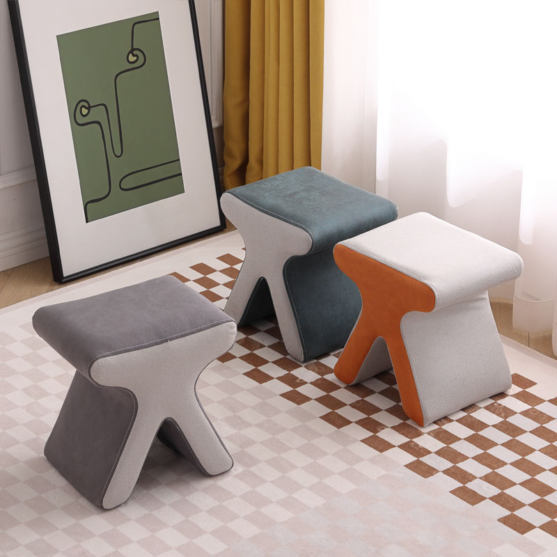 Tech Fabric Small Stool Entryway Shoe-Changing Stool Ins Living Room Coffee Table Stool Home Small Bench Light Luxury Low Stool Sofa Stool