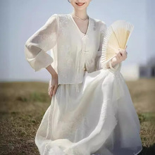 2024春夏白月光套装真两件 棉柔刺绣 古典美:开衫+半裙整套一起入