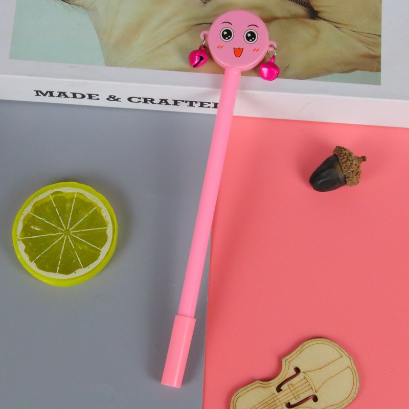 Dibujos animados cara sonriente expresión sonajero pluma de gel lindo estudiante campana colgante pluma creativa premio regalo pluma de agua