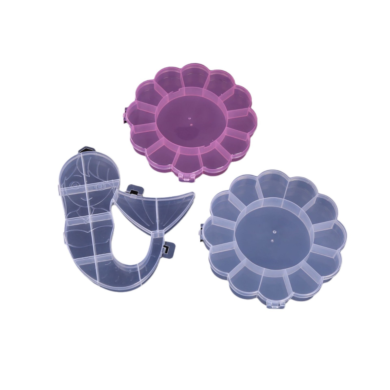 Pp material Plum Blossom caja de plástico pequeña banda de goma pulsera DIY compartimiento de joyería tocado caja de almacenamiento caja de plástico Mermaid